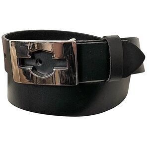 Harley Davidson Vintage Black leather Belt Bar Shield Cutout iconic Logo Buckle